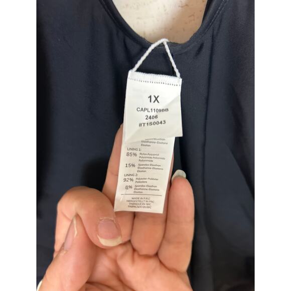 Cushe womens plus 1X black one piece bathing suit swim new cheeky mesh padded - Picture 4 of 6